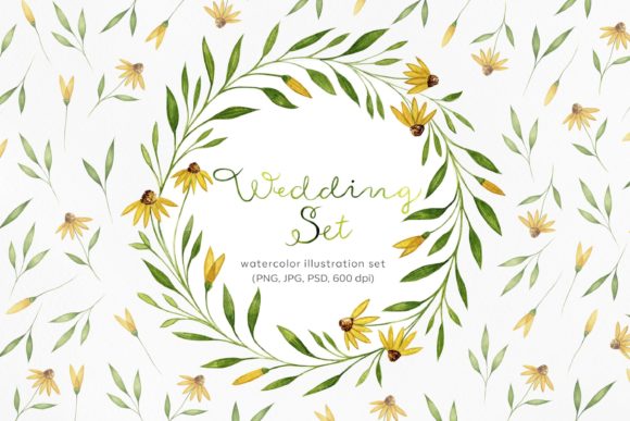 Floral Wedding Illustration Flowers Set: Elegant Watercolor Designs