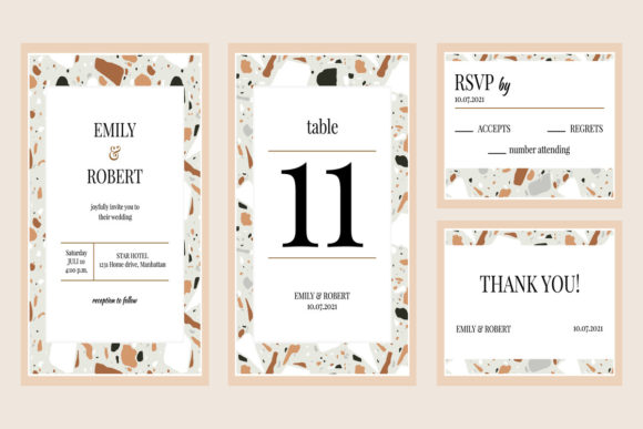 Mosaic Texture Wedding Invitations: A Vintage Design Template