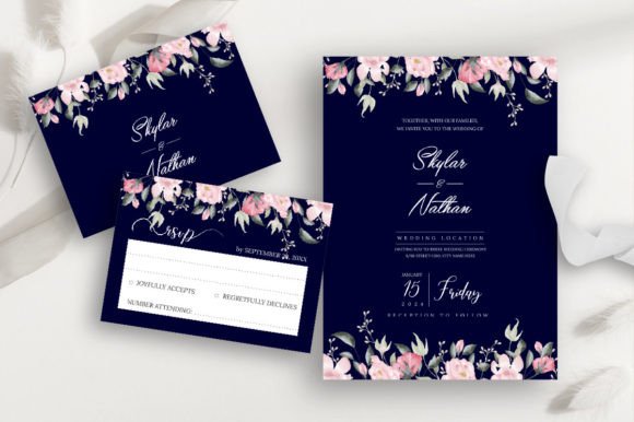 Navy Blue Floral Wedding Invitation: A Timeless Statement