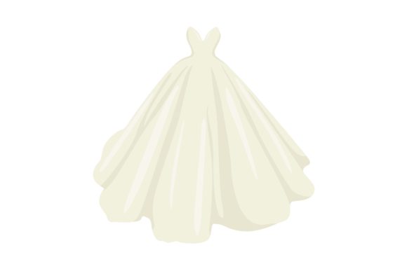 The Elegance of a Pretty White Wedding Gown Illustration
