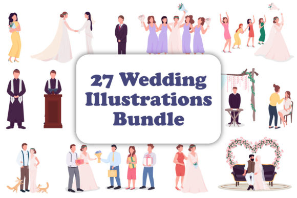 Wedding Interacting Figures Bundle: Modern Design Assets