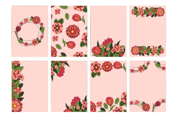 Wedding Set Postcards, Backgrounds: Floral Illustrations for Your Creative Projects